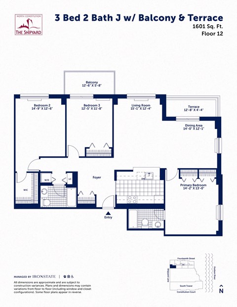 Floor plan for 3 beds, 2 baths, 1583 sqft